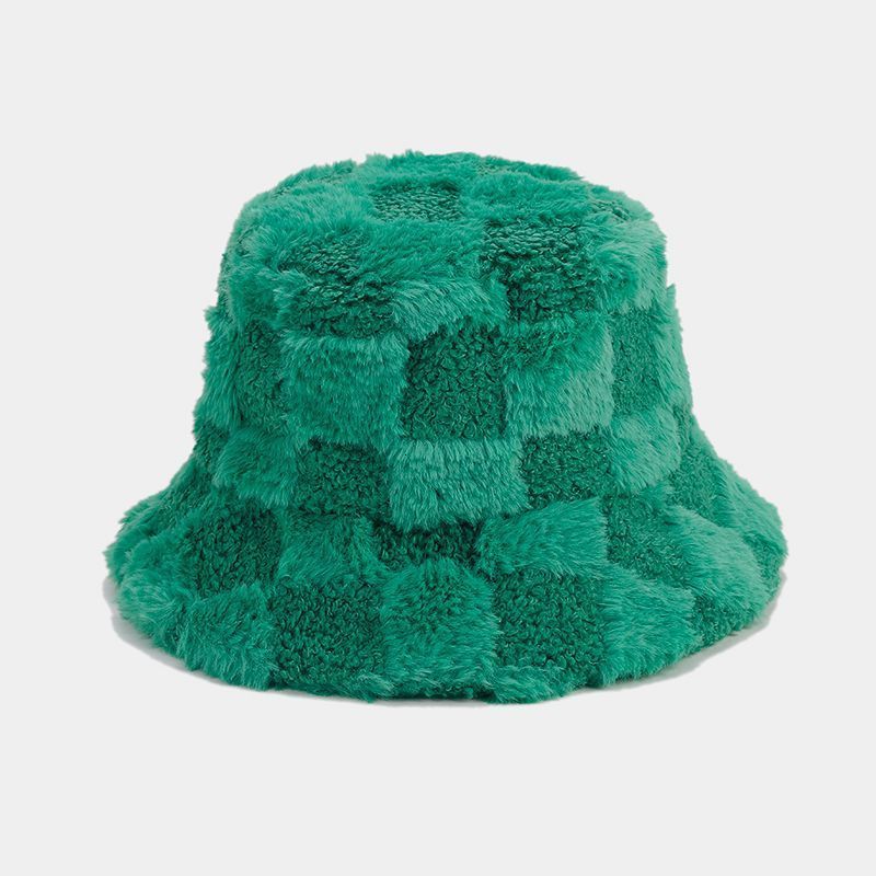 Autumn Winter Solid Color Plaid Fisherman Hat Unisex Outdoor Artistic Versatile Bucket Hat Thickened Warm Sun Hat 250710