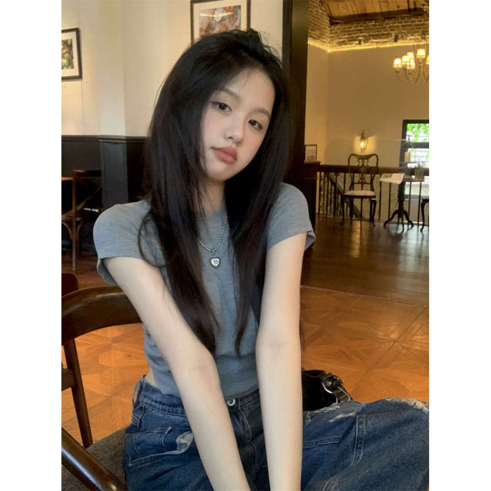 Design Sense Lace-Up Backless Sleeve T-Shirt For Women Summer New Slim Fit Short Hot Girl Casual Student Top B5