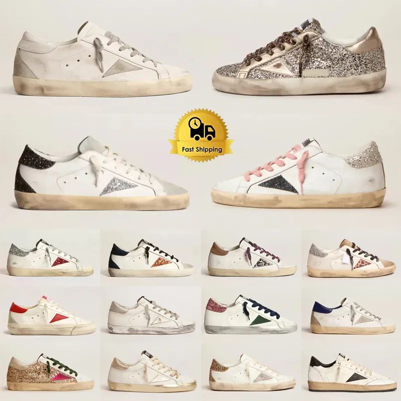 2025 Designer Shoes Loafers Sneakers Super-stars Shoes Leather Italy Vintage Dirty Old Shoe Women Men Black White Ball Casual Star Trainers Size 35-46