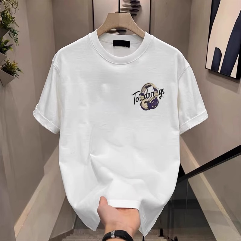 free shipping for man The new summer pure cotton men's printed T-shirt is a trendy and versatile round-neck T-shirt Cartoon print Youth trend