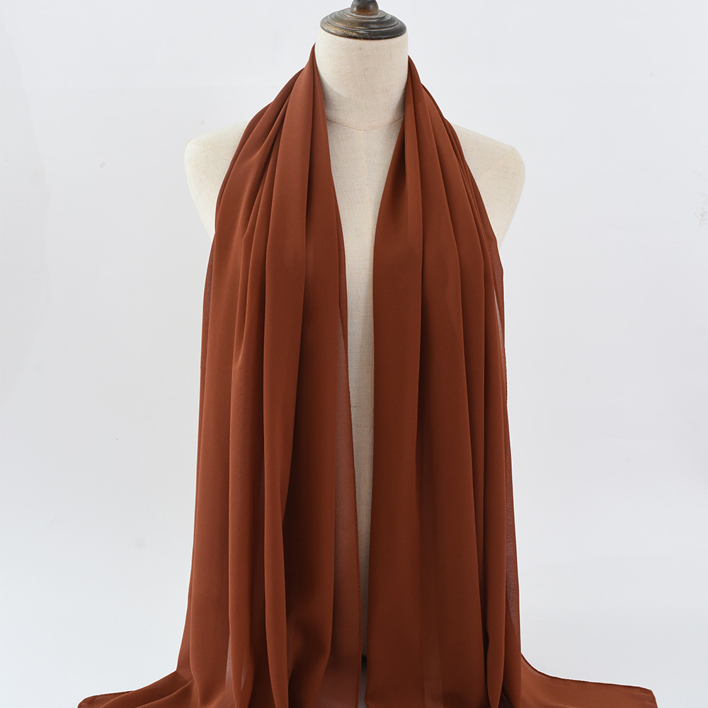 K1296 Full color solid color pearl chiffon bubble scarf gauze scarf long scarf Malaysia headscarf ladies scarf wholesale