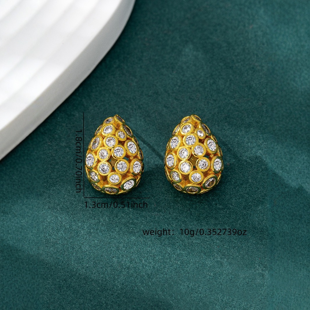 1 Pair of Exaggerated Zircon Water Drop Earrings Personality Inlaid Versatile Womens Earrings 250710