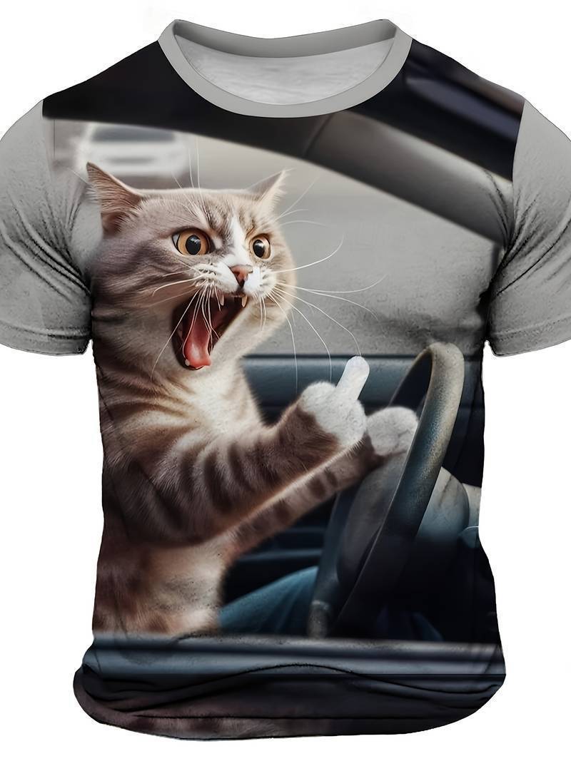 Men's 3D Digital Color Gradient T-Shirt, Summer Short Sleeve Crew Neck Tee Top for Casual Wear ddmymarket