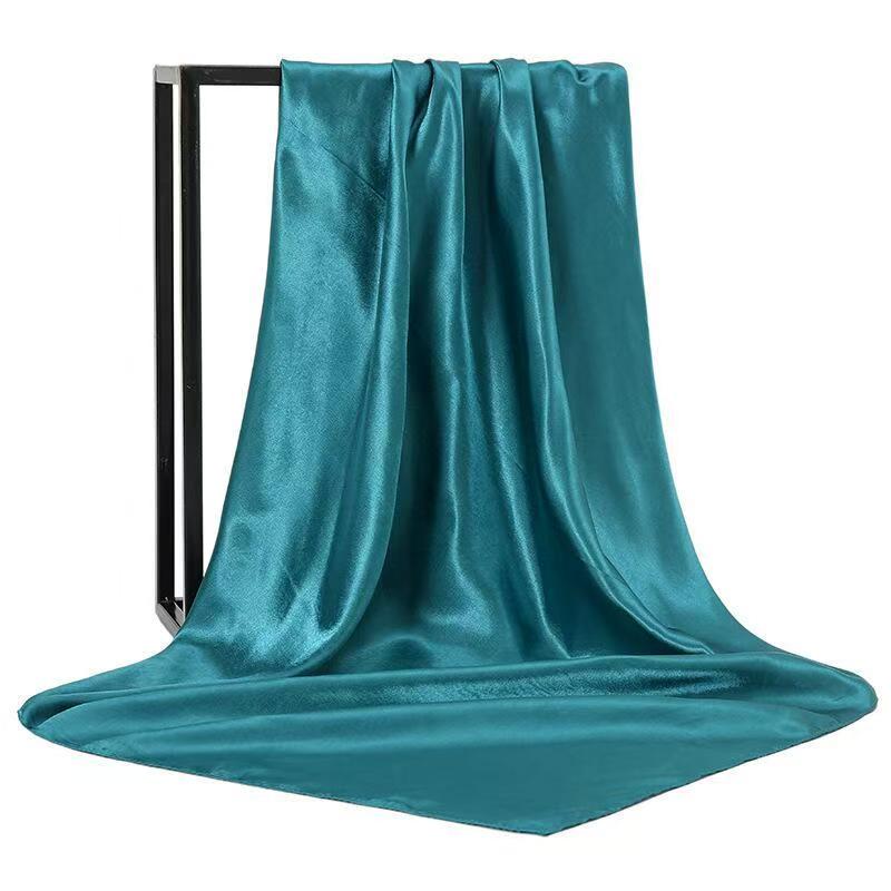 T1176 New Style Solid Color Satin Square Silk Casual Scarf