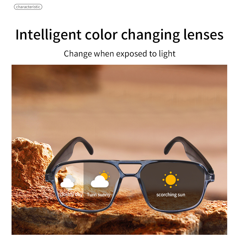 LIGE Wireless Smart sunglasses,UV protection, voice control Wireless call music control Double-beam color-changing glasses Outdoor sports glasses