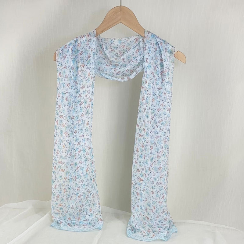 K1302 Foreign trade hot sale new georgette floral silk scarf literary fashion decorative neck scarf travel photography sunscreen