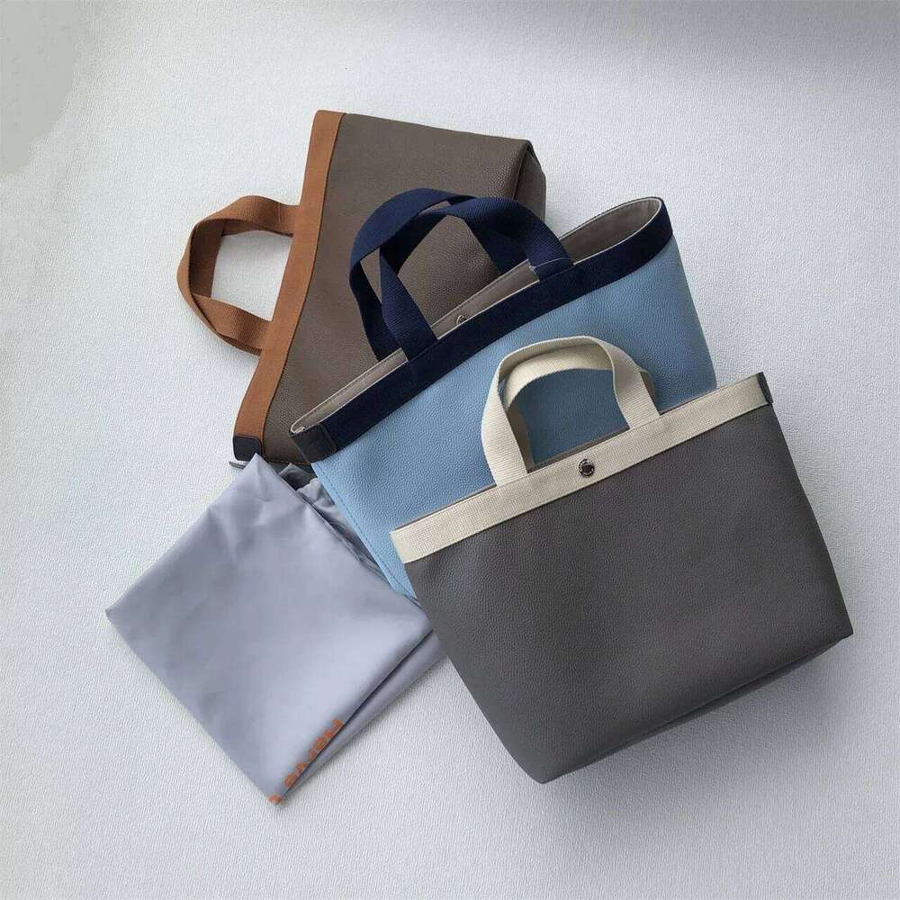 Niche Contrast Color Design Herve Chapelier Handbag Ele Lady Commuter Briease Sli French Sle Large Capacity Canvas Tote Bag