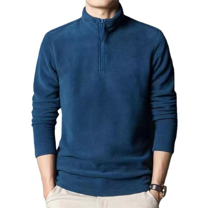 CL6868 autumn and winter sweater for men, middle-aged and young men, stand-up collar polar fleece sweatshirt bottoming shirt, trendy top, fleece half-