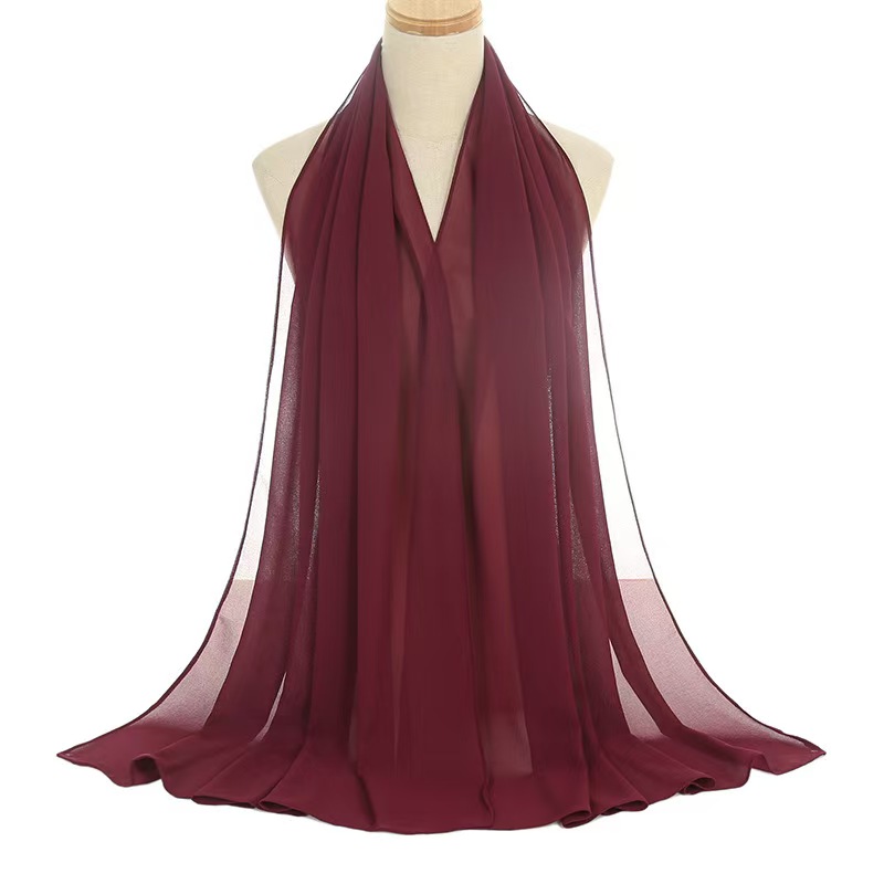 T1182 Chiffon Bubble Scarf Women's Solid Color Scarf Single Color Rectangular Gauze Scarf