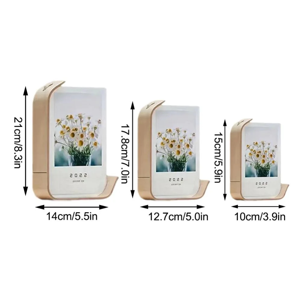 New Acrylic Picture Swing Table Wooden DIY Personalized Box Transparent Double Sided Photo Frame Home Decor H260306
