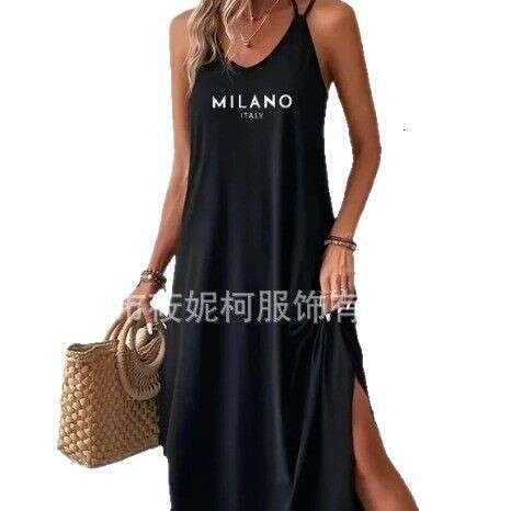 Women's Solid Color Fresh Sweet Loose Long Vest Strap Dress B5