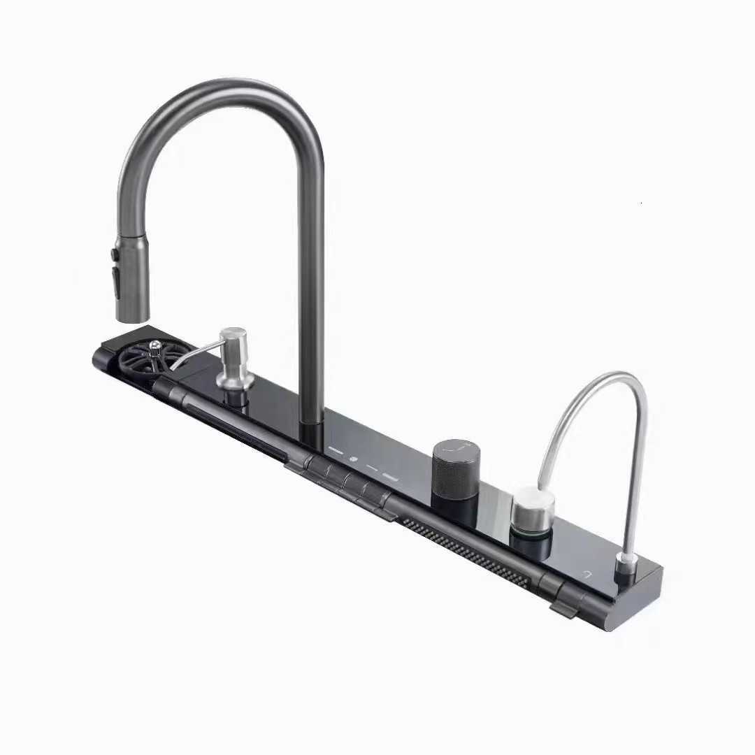 Integrated digital display multi-functional faucet workbench