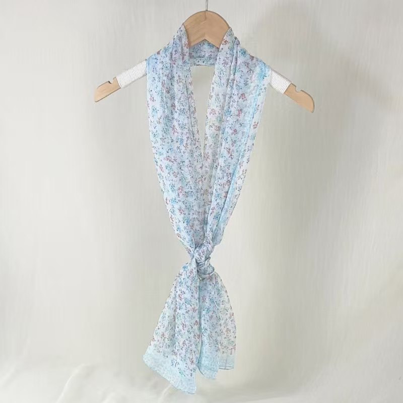 K1302 Foreign trade hot sale new georgette floral silk scarf literary fashion decorative neck scarf travel photography sunscreen