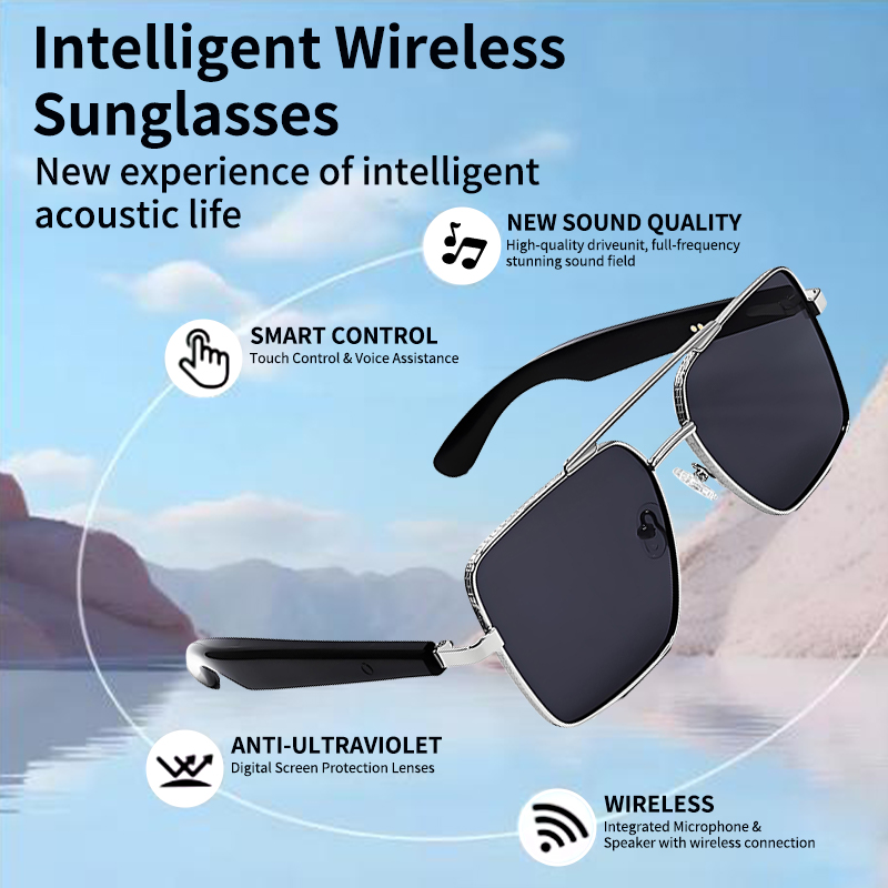 LIGE Women's anti-blue light glasses with a 7-day long standby time, UV protection, water resistance, wireless music and call support, and voice 