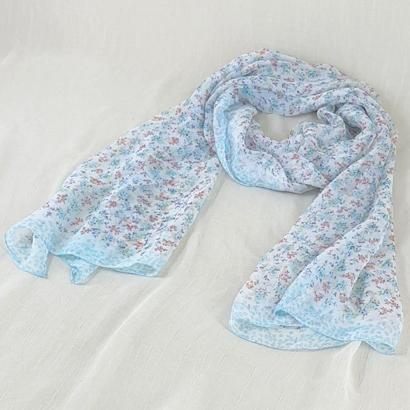 K1302 Foreign trade hot sale new georgette floral silk scarf literary fashion decorative neck scarf travel photography sunscreen