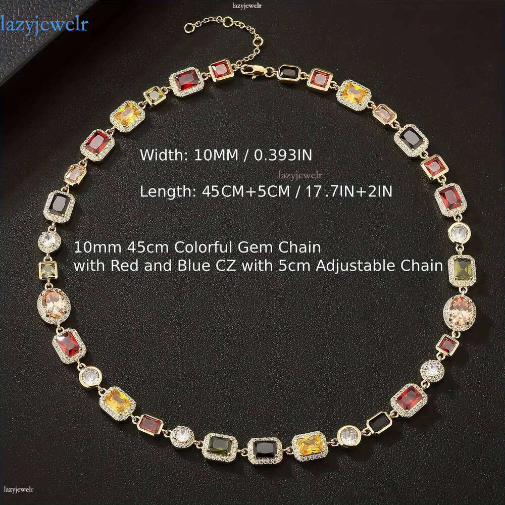 multi light color gemstone beaded necklace rainbow motley choker women jewelry moissanite tennis gold colorful gem stone men chain gift