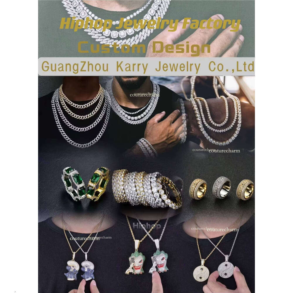 20mm Iced High-Quality Pure Sier 4-Row Silicon Stone Cuban Chain