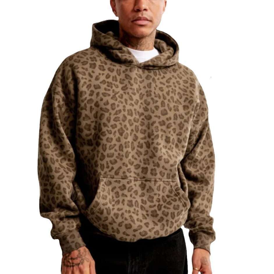 Autumn And Winter Leopard Print Hooded Sweatshirt Sports Style Casual Versatile B5
