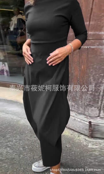Autumn And Winter New Long Sleeve Casual Solid Color Dress B5