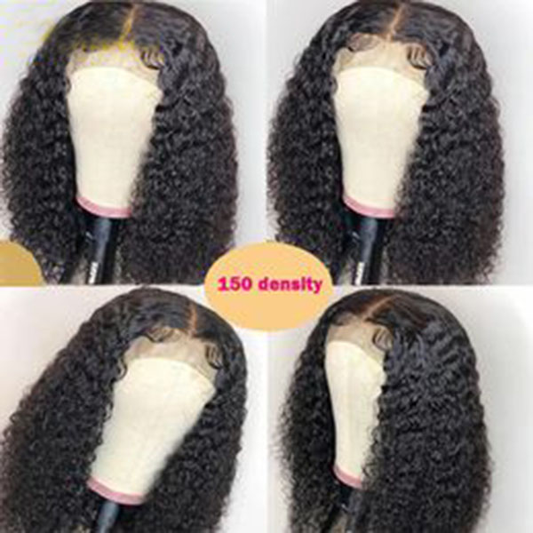 13X4 HD Deep Wave Bob Pre-Drawn Baby Human Hair Wig Water Curly Short 4X4 150% synthetic hair Black Female Lace