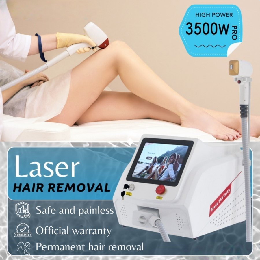 Laser Painless Permanen 3 Wavelength Diode Laser Hair Removal Machine 808NM Ice Platinum Cooling System Beautiful Suitable for home and beauty salon