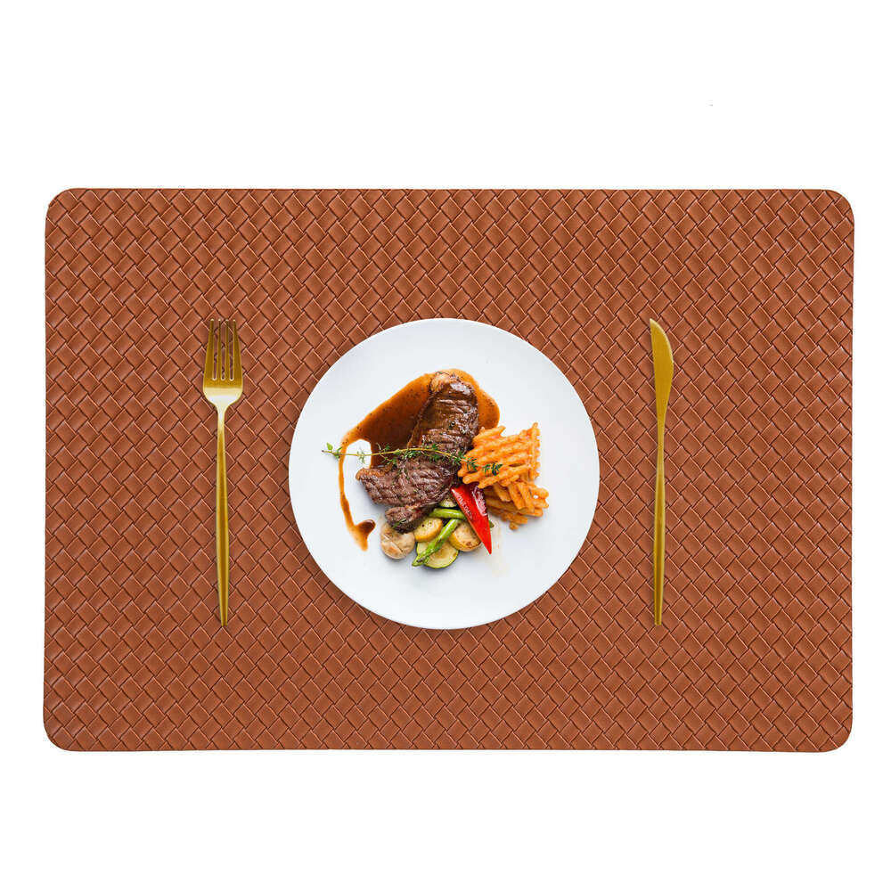 6 pieces Nordic Style Creative Double-Sided Woven Leather Placemat Dining Heat Insulation High-End Hotel Home Anti-Scald Table Mat