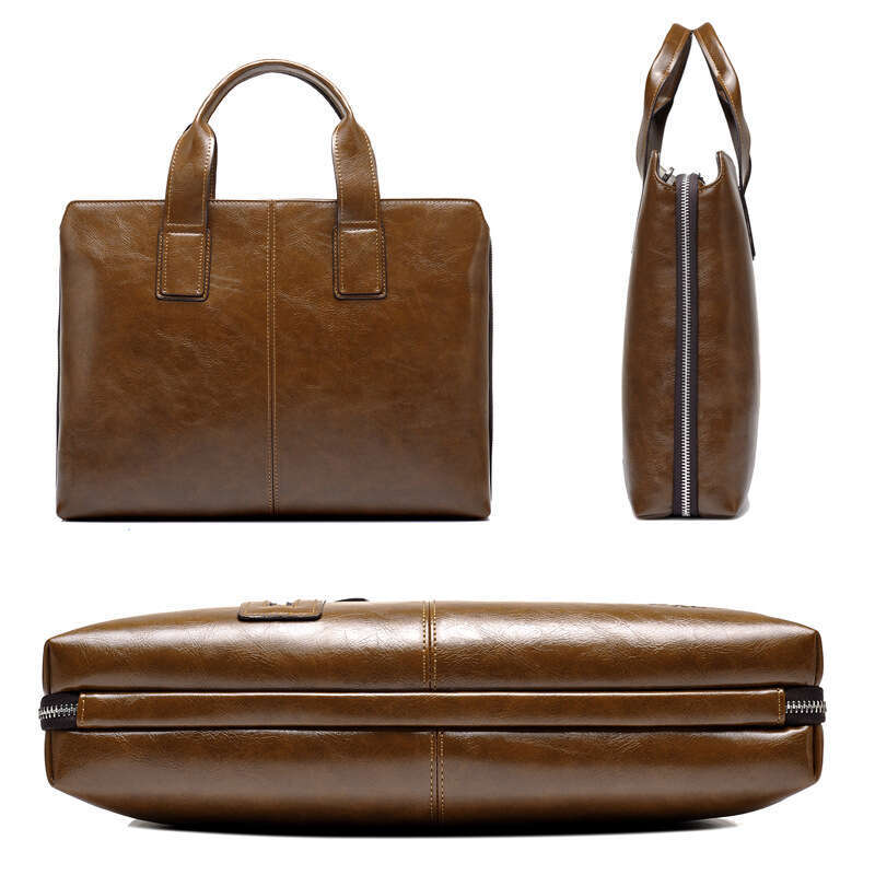 Briefcase High-End Feel Soft Leather Large Capacity Trip Laptop Bag Men's Textured Business Commuting Office Handbag Designer Luxury Sac Homme Pu