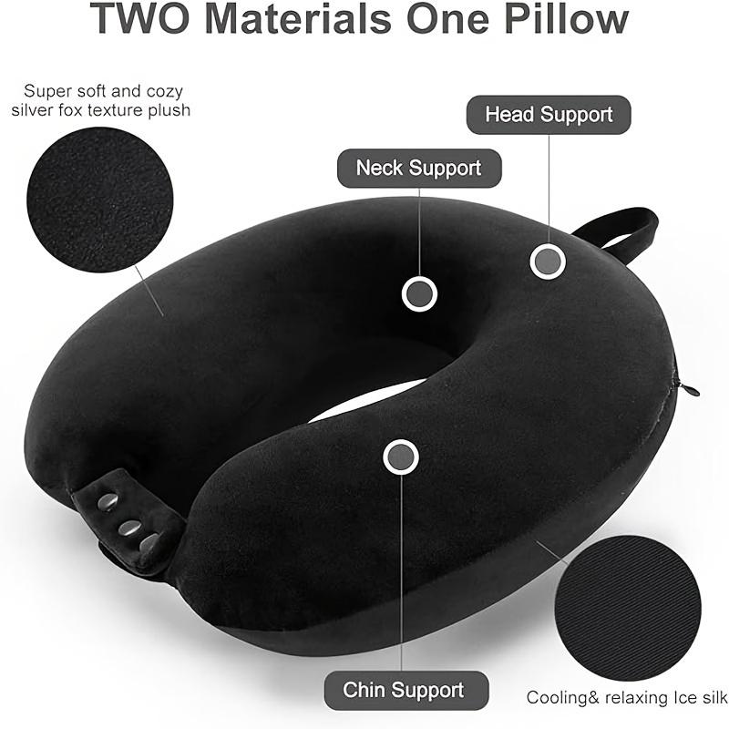 Cervical rod pillow U-Shaped Memory Foam Cervical Pillow for Travel & Office - Velvet Cover with Cotton Core