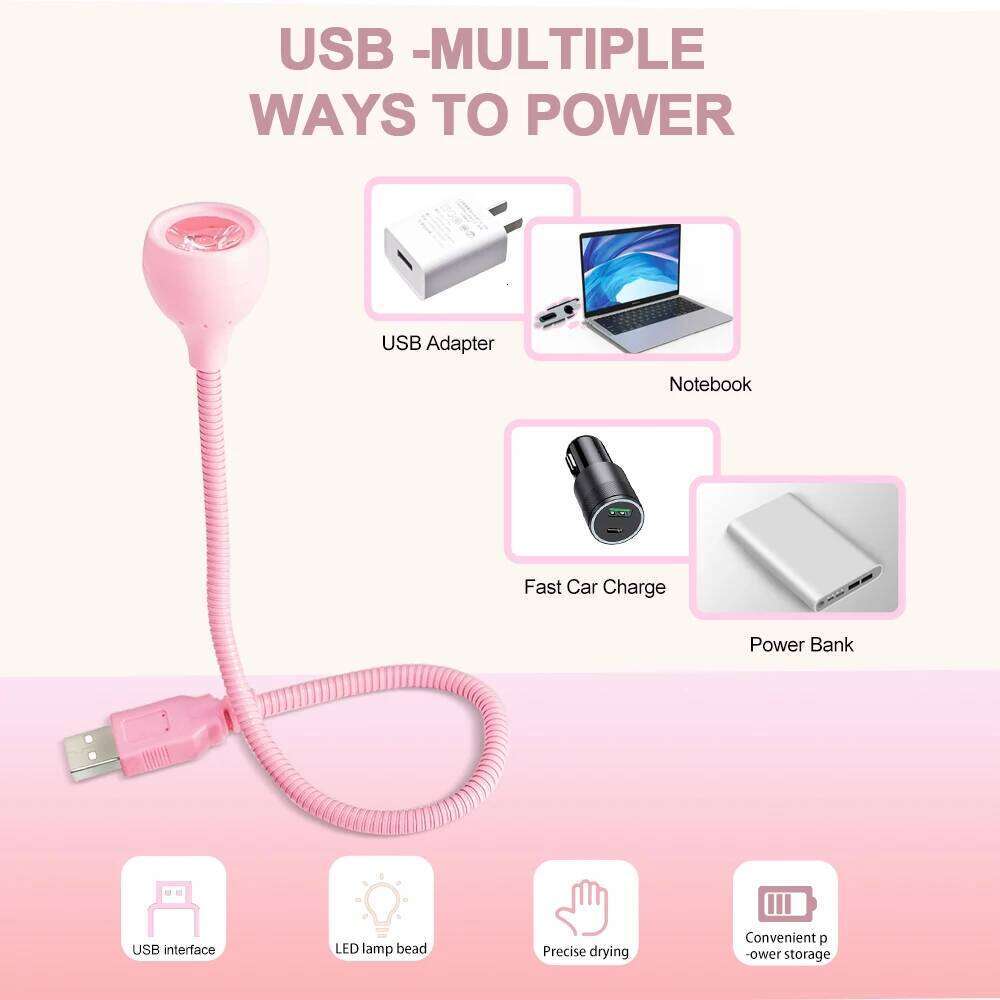LED Light for Quick Drying UV Gel Nails Polish Mini USB Lamp Portable Flexible Nail Dryer Manicure Salon Tools X250710