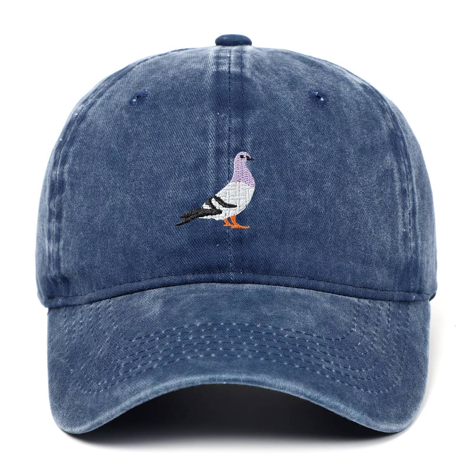 Spring New Pigeon Embroidery, Water Wash, Hat for Men and Women Outdoor Sports, Fishing, Sun Protection Baseb ddmythur