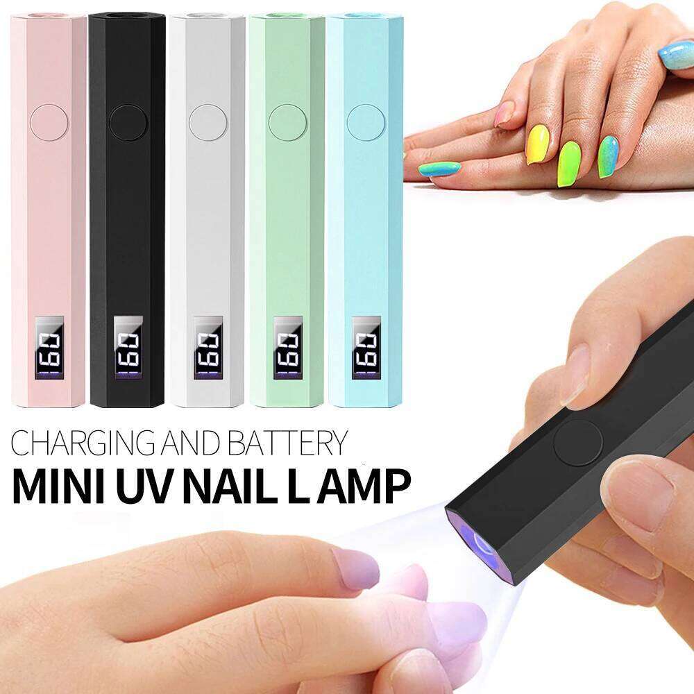 Lulaa Nail Lamp Met Led Display Portable Metallic Mini UV Light with 2 Timers 20S/60S Gel Nails for Home Salon X250710 X250710