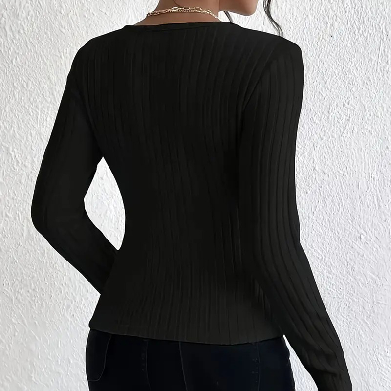 Women's Knits & Tees Cozy Ribbed Long Sleeve T-Shirt by Women Fashion Collection