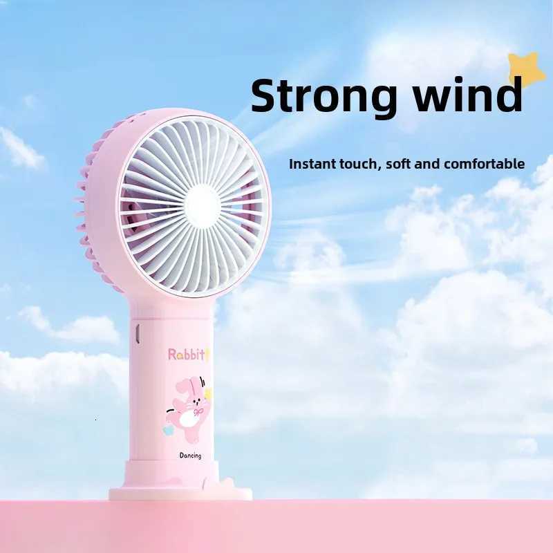 Capybara Print Handheld Summer Cool Small Fan Mobile Phone Solid Color Stand USB Charging Gift Fan East Desktop Fan XJ250710