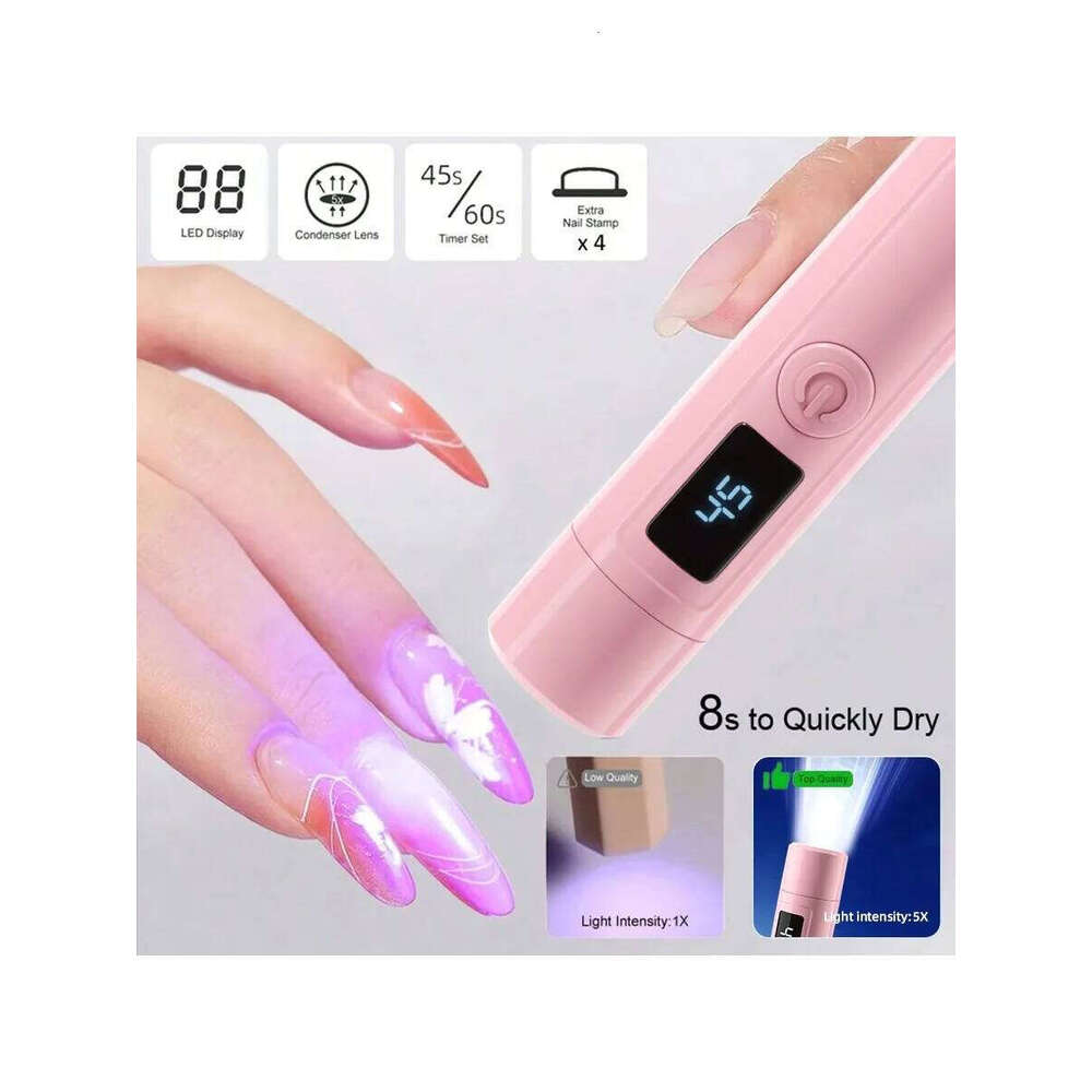 Pink On Screen Display Handheld UV Nail Lamp: Compact, Portable & USB Powered for Ultra - Fast Manicure and Pedicure X250710