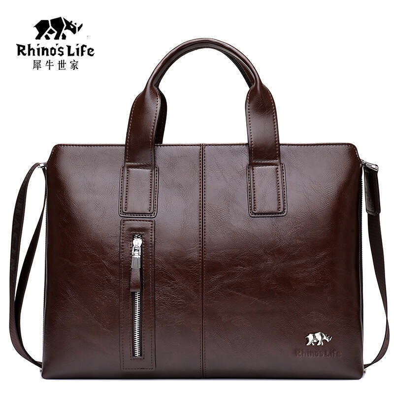 Briefcase High-End Feel Soft Leather Large Capacity Trip Laptop Bag Men's Textured Business Commuting Office Handbag Designer Luxury Sac Homme Pu