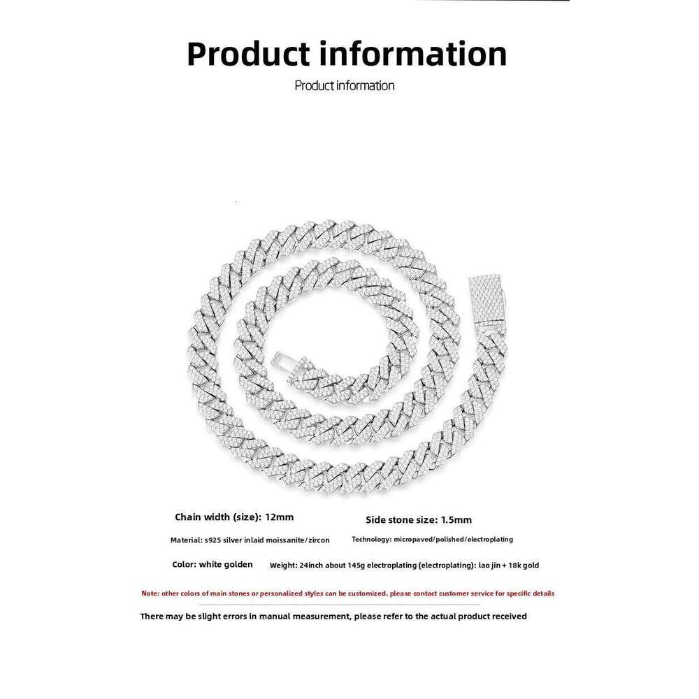 Vvs Gold and Cuban Chain Sterling Sier Men's Moissanite Necklace