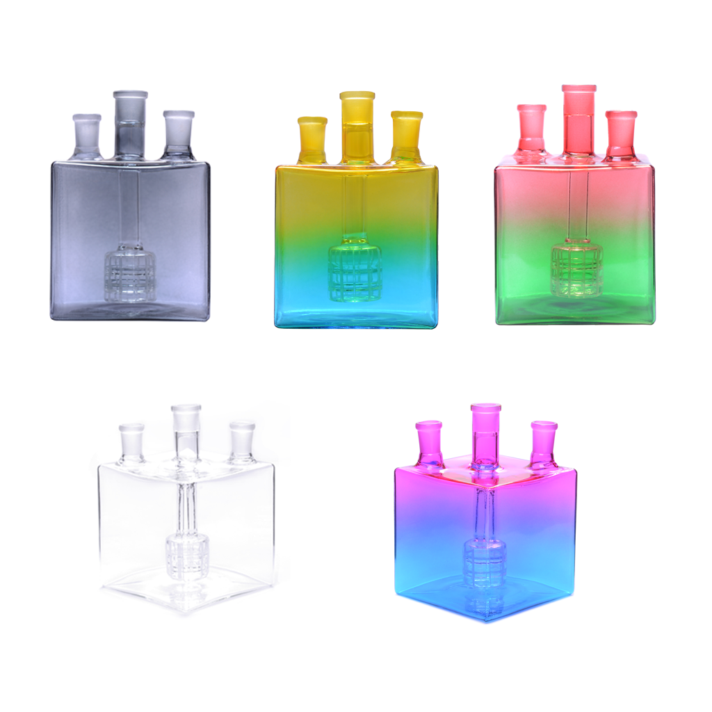 9 in 1 Colored 100mm Square Water Pipe Glass Matrix Perc Bong Bubbler Kit