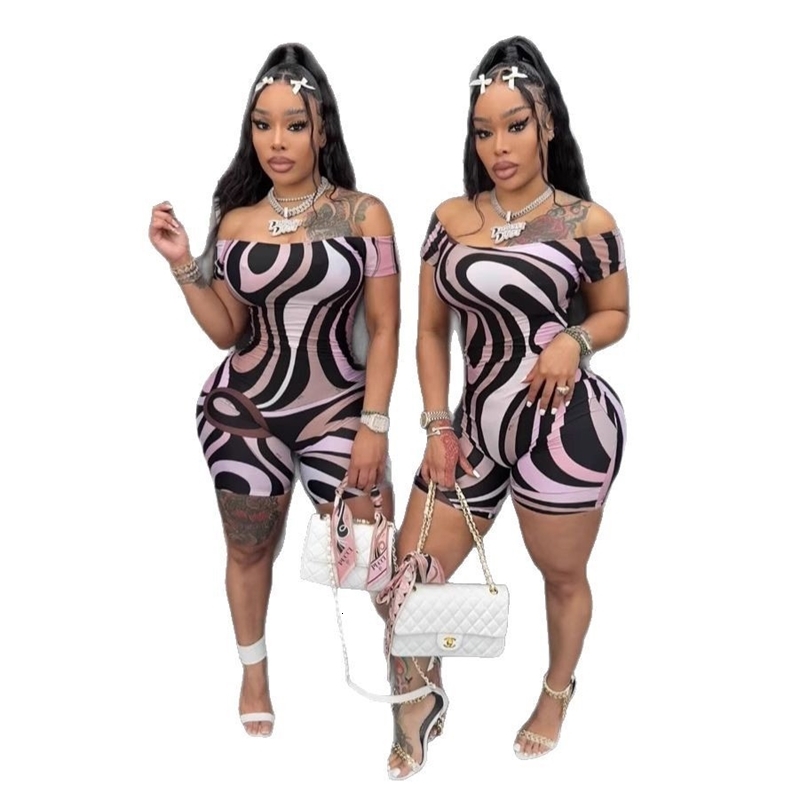 Women Jumpsuits 2025 Slim Sexy New Fashion Hot Girl Printed Strapless Jumpsuit Shorts