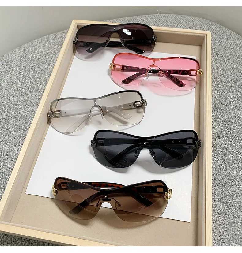 New Y2K Borderss Sunes Wens One Body Type Fashion Oval Sun es Summer Trend Lady Eyewear UV400 Ocos De Sol W250709