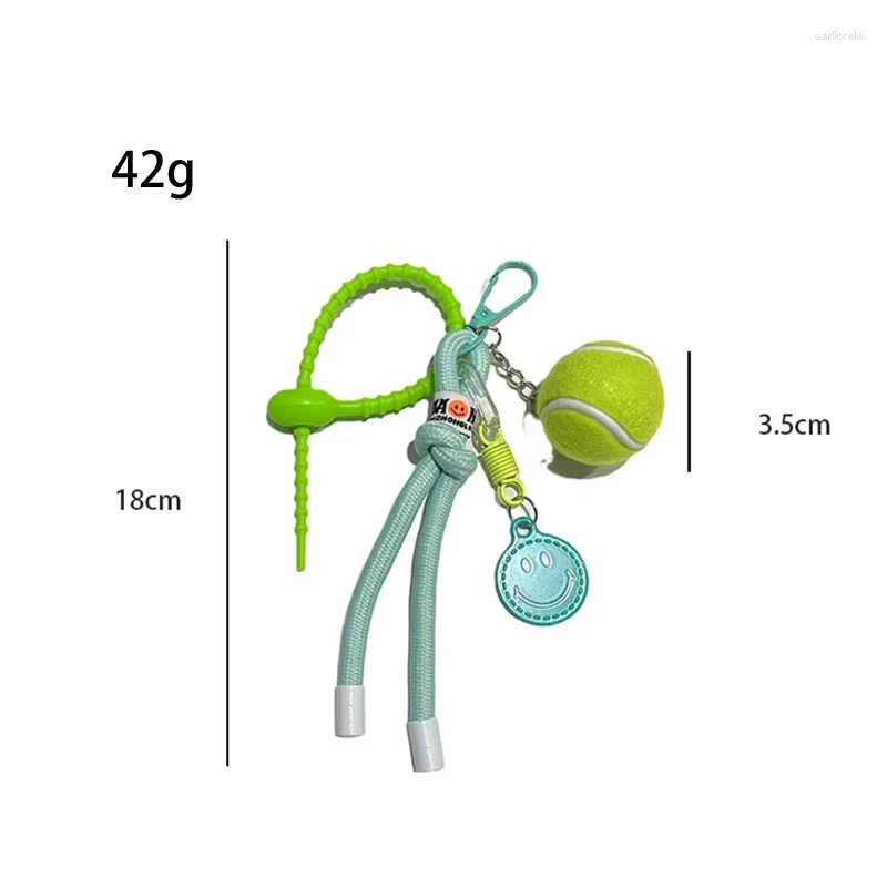 Keychains Decorative Colorful Smiling Tennis Car Keychain Creative Backpack Pendant Female Gift Nylon Rope Decoration