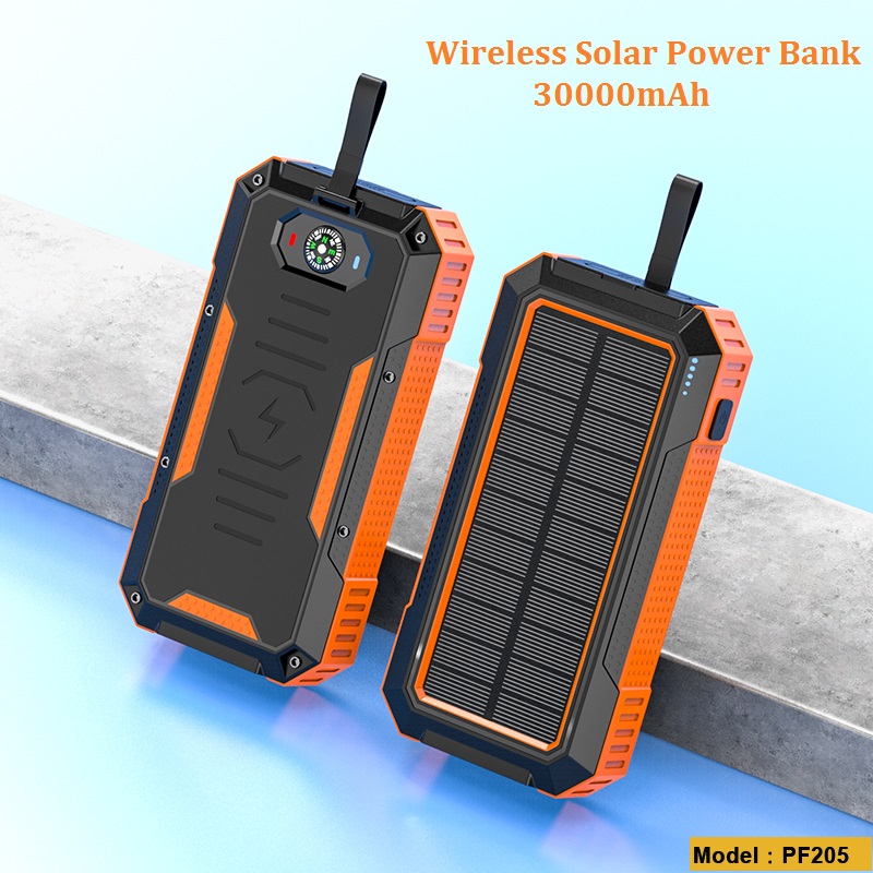 Wireless Solar Power Bank 30000mAh External Battery Charging Poverbank External Battery Charger LED Light for All Smartphones