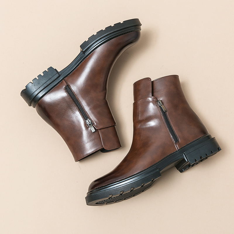 98312 Martin boots men's side zipper style 2025 autumn and winter fashion trend men's mid top short boots thick soled workwear boots high to