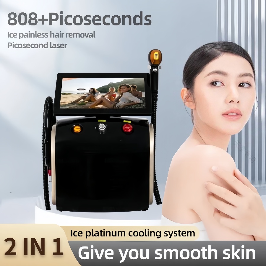 Picoseconds and 808nm Diode Hair Removal Machine 2ln1Permanent painless Epilator Tattoo Removal Machine 3 Wavelength Suitable for home and beauty salo