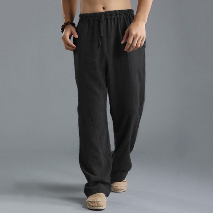 New Men's Casual Cotton Linen Pants Male Summer Large Size Breathable Solid Color Trousers Sports Fitness Streetwear S-5XL