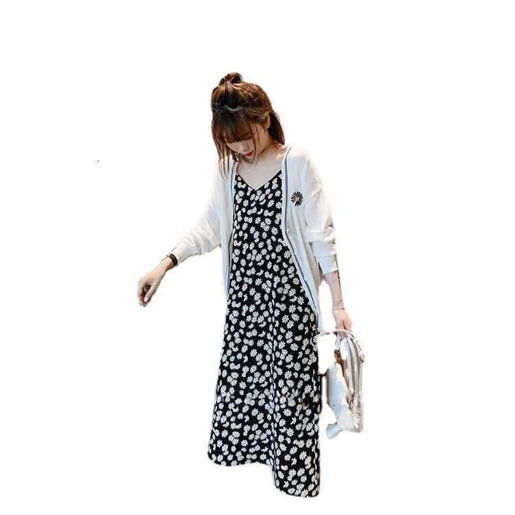 Summer Daisy Floral Slimming Super Fairy Forest Style French Strap Girl Dress B5