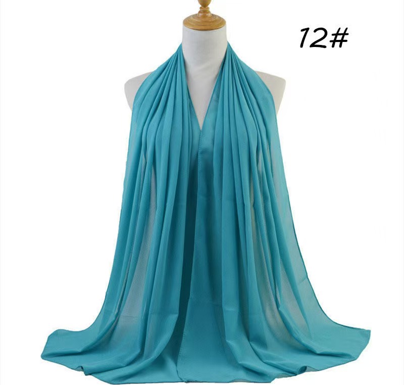 T1182 Chiffon Bubble Scarf Women's Solid Color Scarf Single Color Rectangular Gauze Scarf