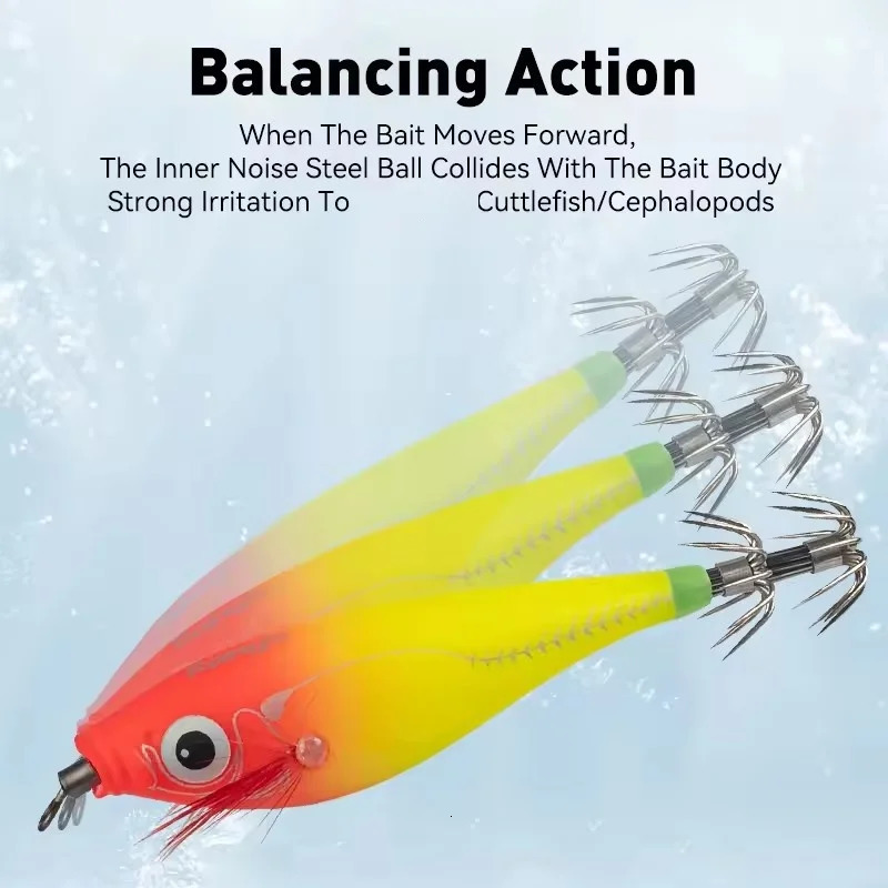 LEYDUN Luminous Horizontal Squid Jig Wood Shrimp Hook 5pcs Fishing Lures Octopus Cuttlefish Saltwater Baits y250708