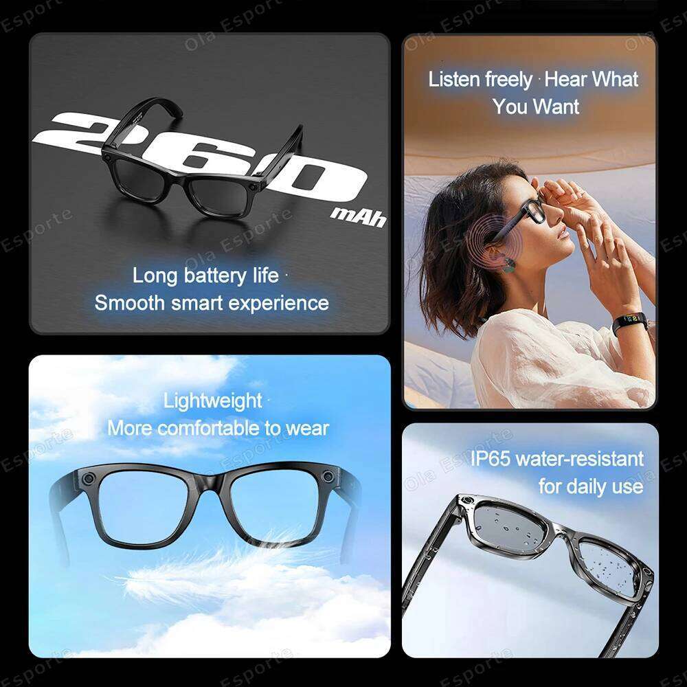 New AI Smart With Sunglasses Mini Camera Video Recorder Wireless Bluetooth Call Anti-Blue Glasses For Man Women