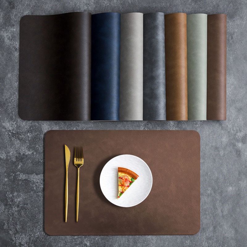 6 pieces PVC Double-sided Leather Dining Table Mat, Desktop Decoration, Home Dining Plate Mat, Anti Slip Bowl Mat, Thermal Insulation Mat