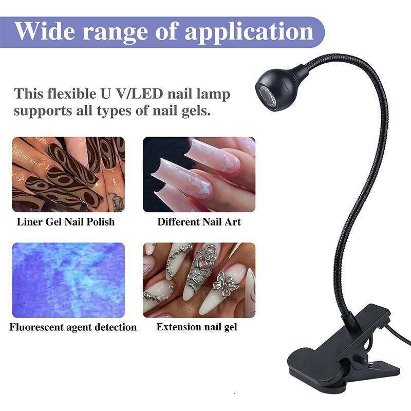 5W Dryer Light UV Lamp Drying Gel Nail Polish Foot Switch Clip-On Flexible Desk Mini Portable USB For DIY Manicure X250710
